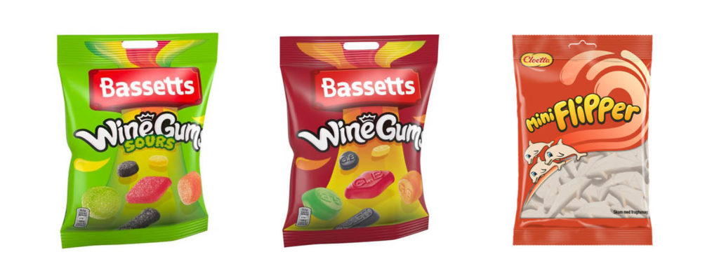 CC Mat matnyheter, Bassets Wine Gum, Sour Bassets Wine Gum og Coletta Mini Flipper