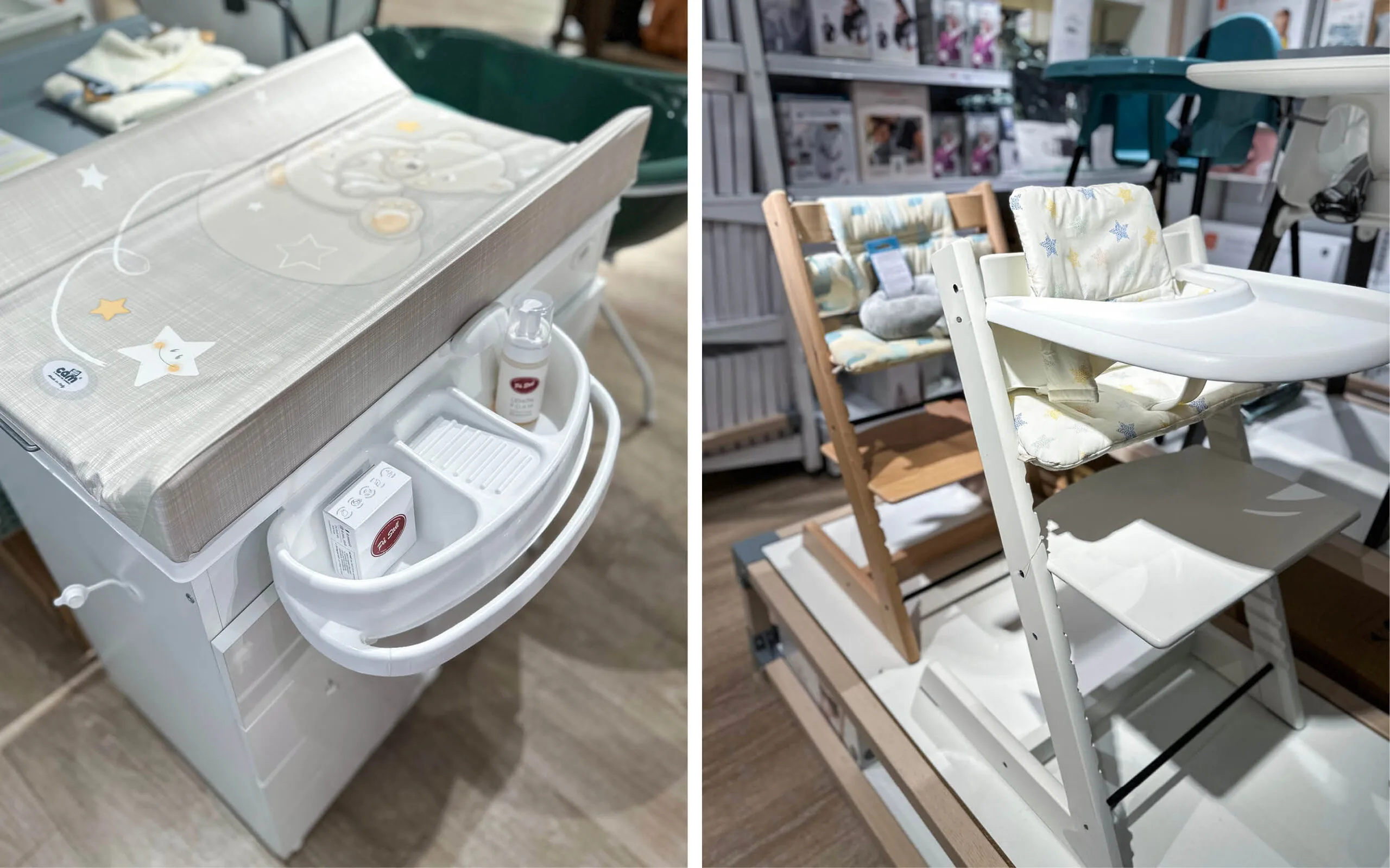 Stellebord og barnestoler fra Barnas Hus