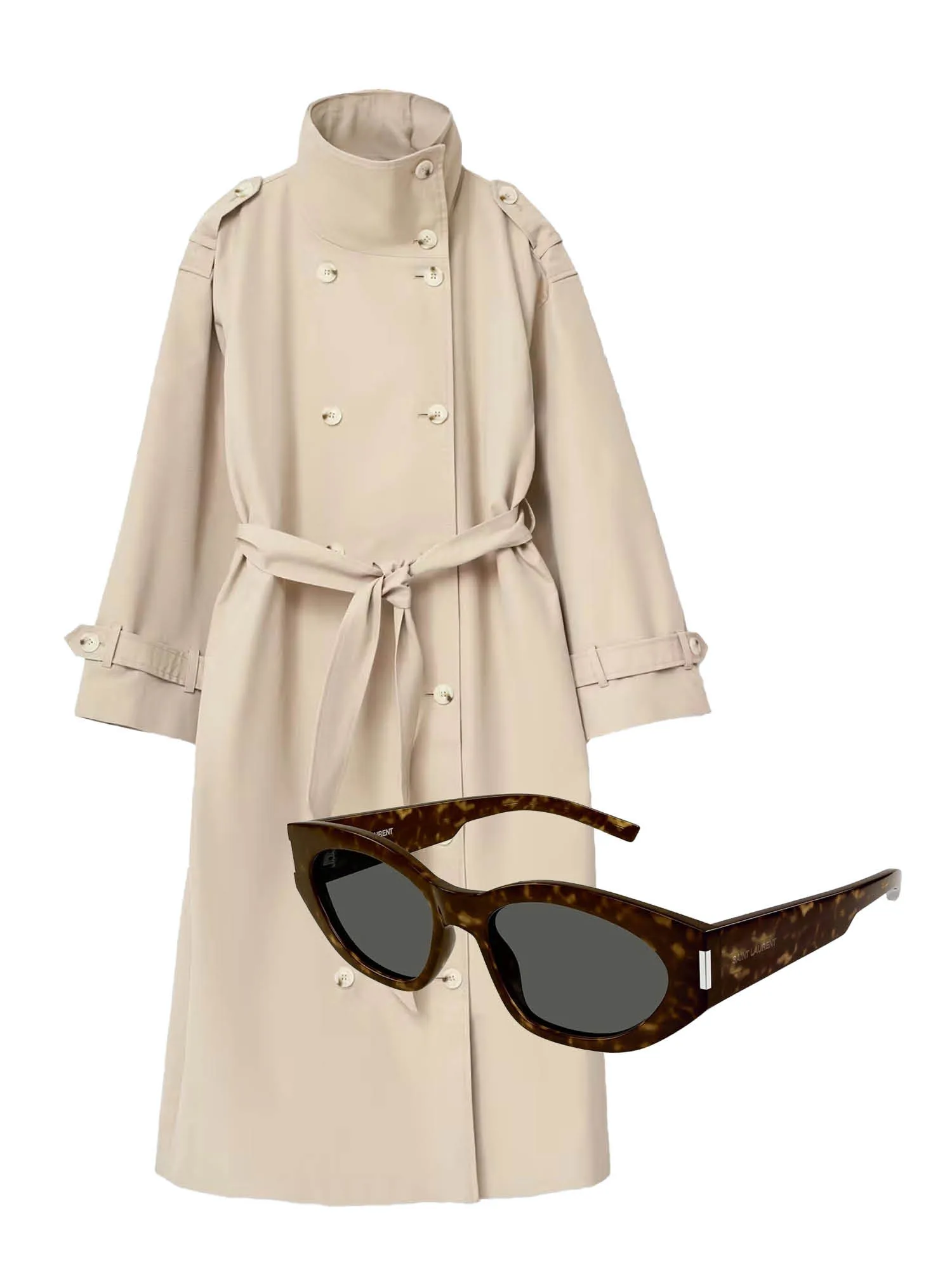 Vårens trendplagg fra CC Hamar – trend trenchkåpe med "funnel neck" og smale solbriller