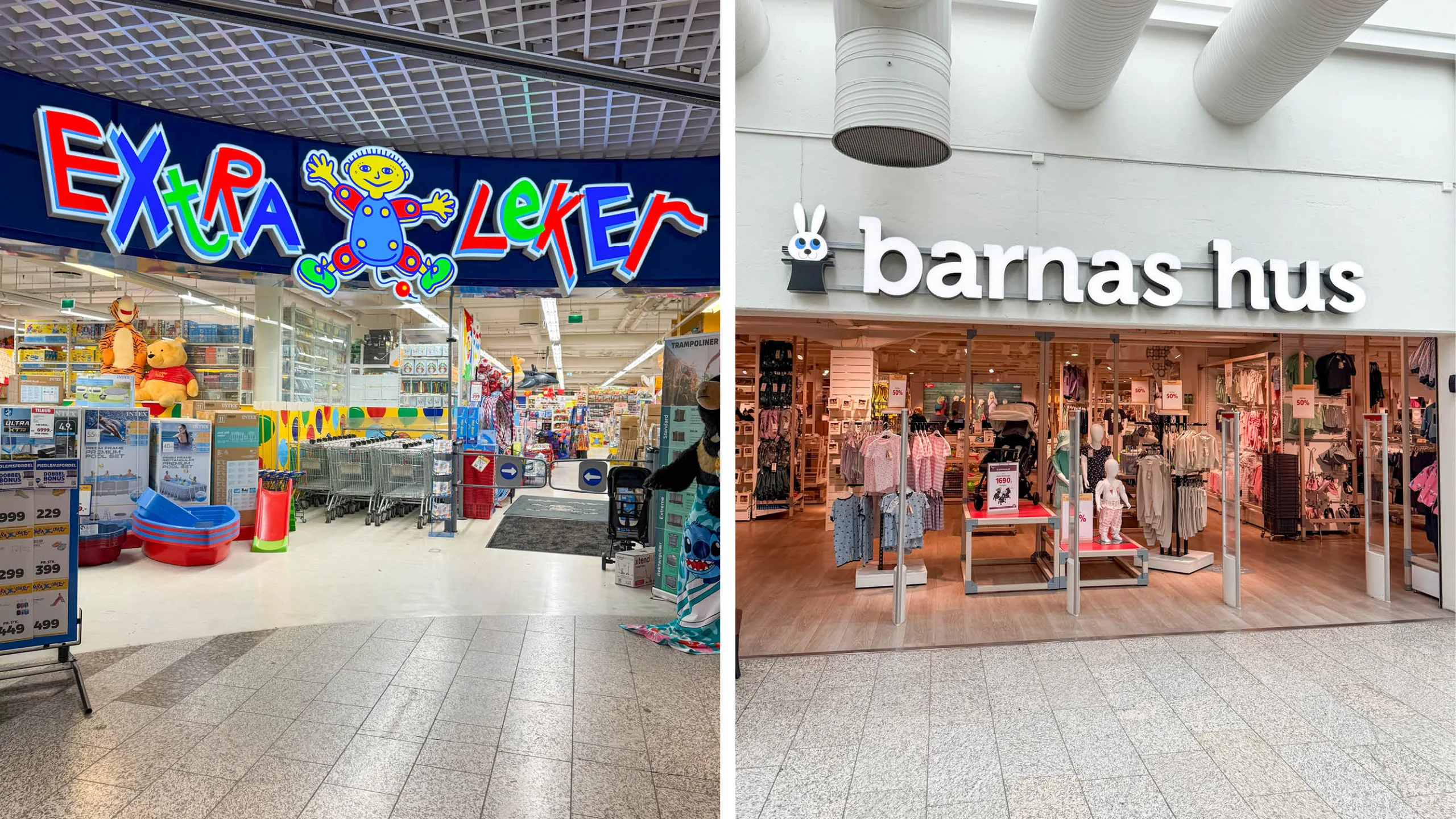 Fasader på Extra Leker og Barnas Hus på CC Gjøvik